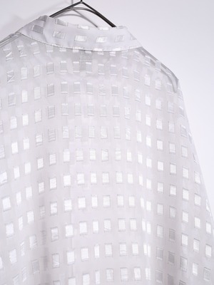 square jacquard white sheer shirt