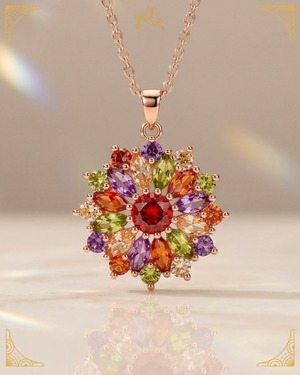 《新しい一歩を踏み出す / お守り》七色の花火｜ネックレス CZダイヤ 18k仕上げ［A933］