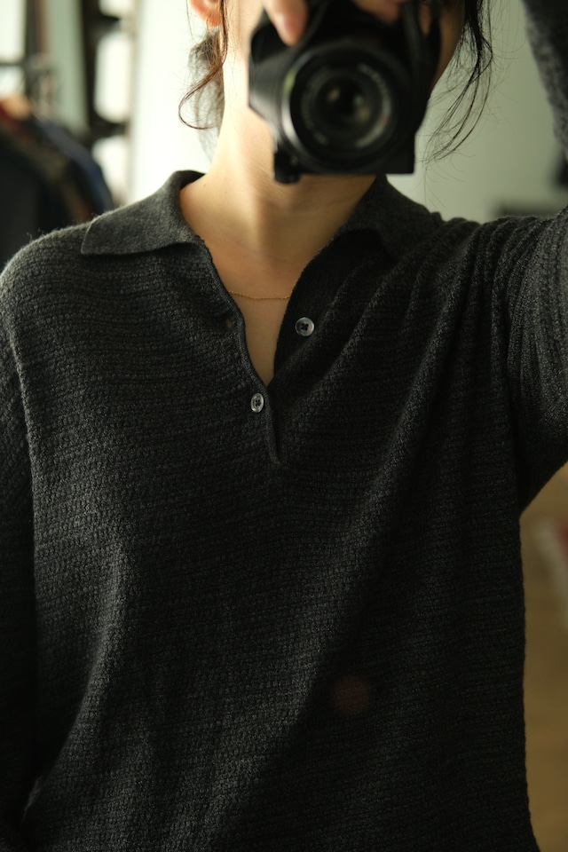 Utah/80-90's "IKE BEHAR" knit polo shirt/made in italy
