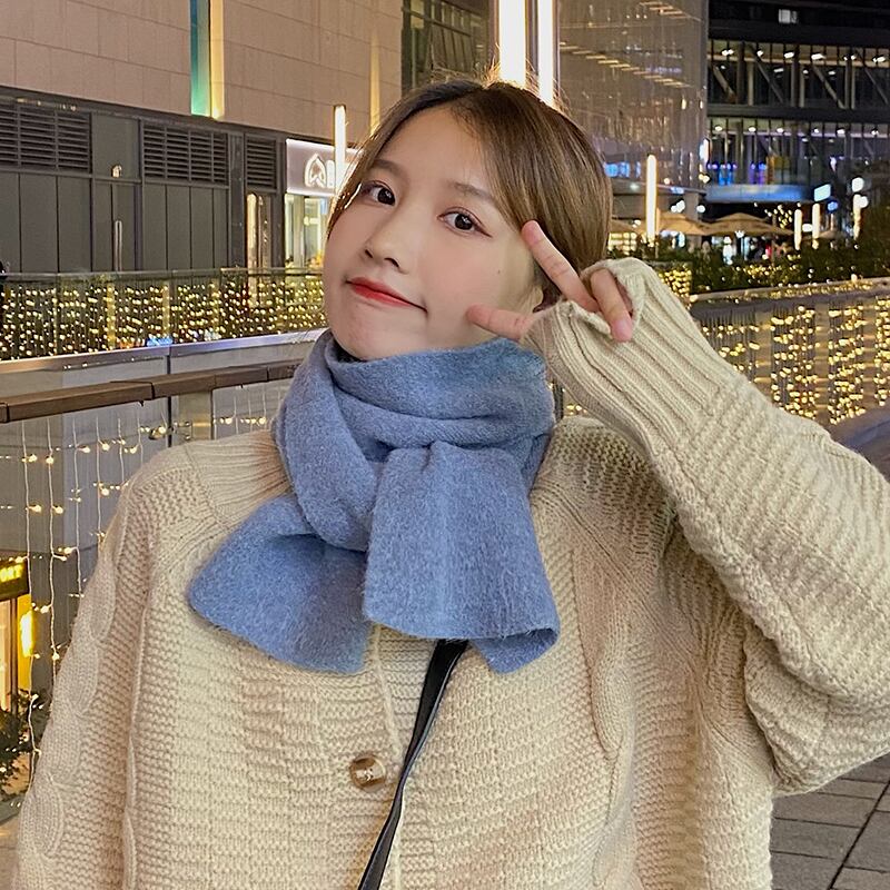 ソリッド カラーショートスカーフ レディースウィンターニット 冬物 ソリッドカラー ブラック・アイド・ピーズ65129829525