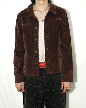 Vintage velvet tracker jacket "BROWN"