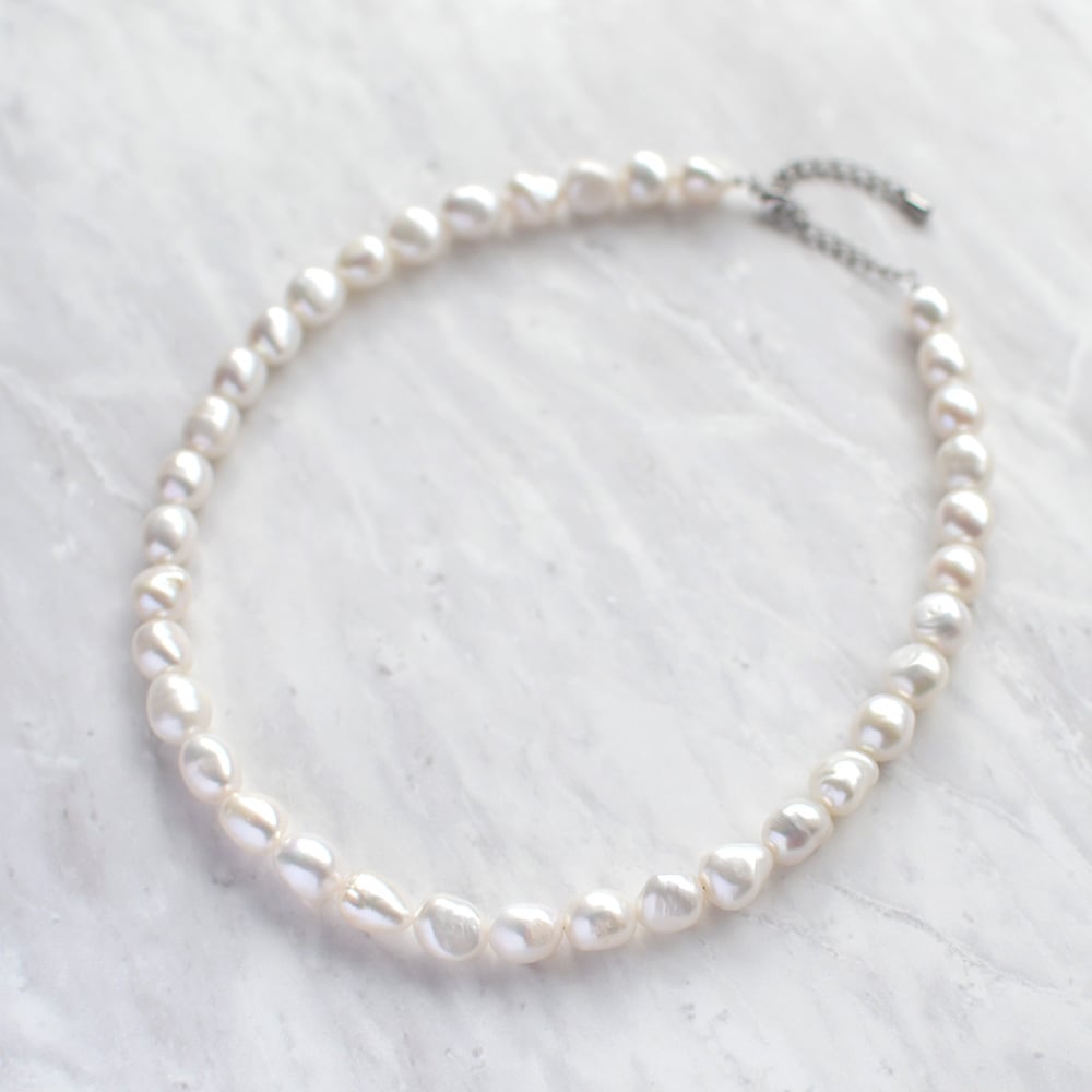 約9.0mm 大粒バロック 淡水パール ネックレス / オーバルバロック
