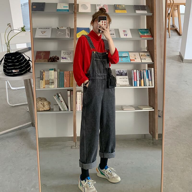 オーバーオール スプリングオータムレッドスタイルルーズパンツ 春物 秋物 試着室36346822399