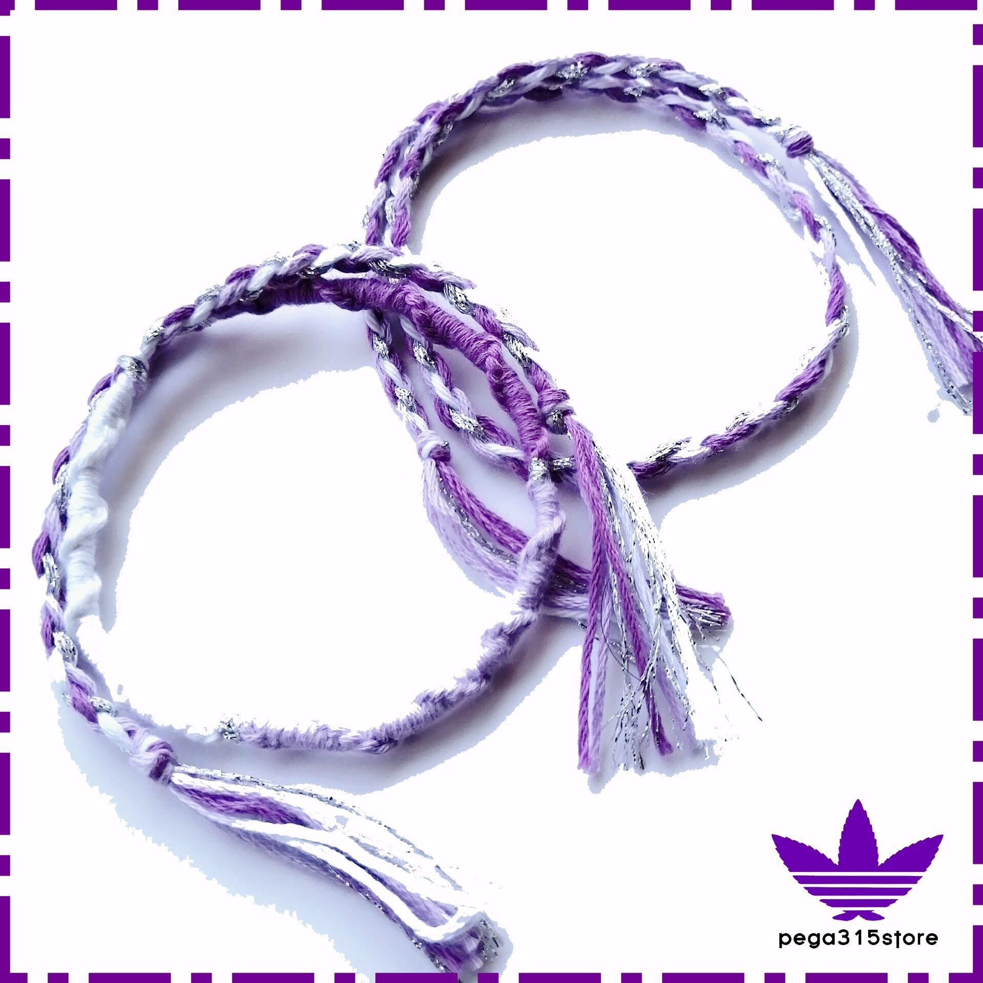 送料無料】アンクレット ミサンガ 足首 パープル 3配色 トリコロール