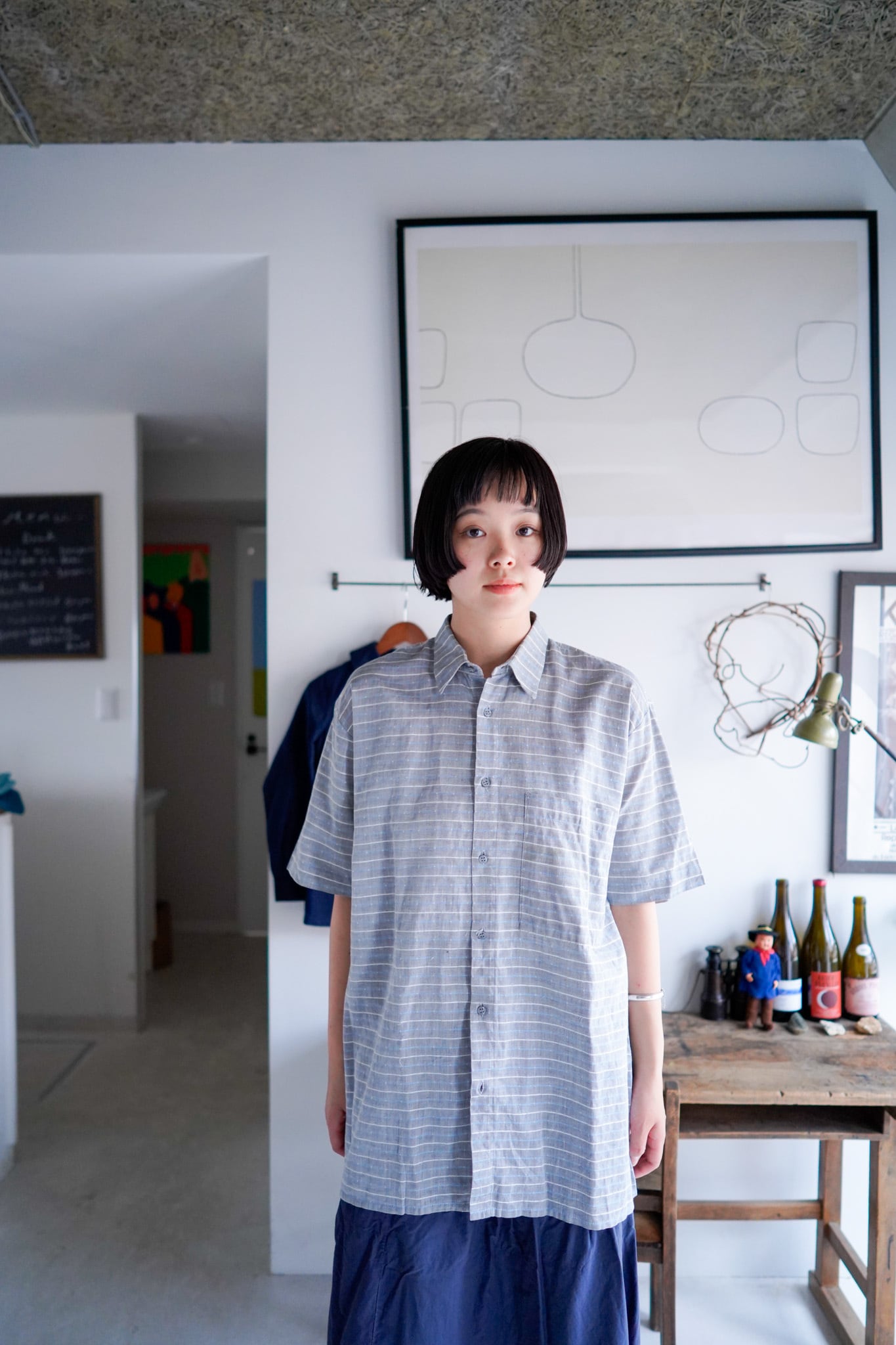 【1980s】"Germany?,Border Pattern" Europe Short Sleeve Shirt /5-245