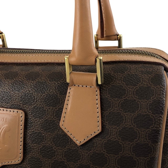 CELINE セリーヌ マカダム ショルダーバッグ ブラウン ブラゾン型押し PVC 2WAY vintage ヴィンテージ オールド h5nkpp