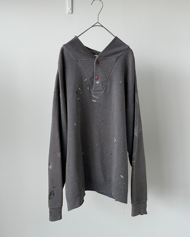 -Hanes- Vintage 80s L Henley Neck Sweat made in USA