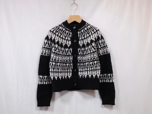 Women BATONER “ MOHAIR NORDIC CREW NECK CARDIGAN “ BLACK