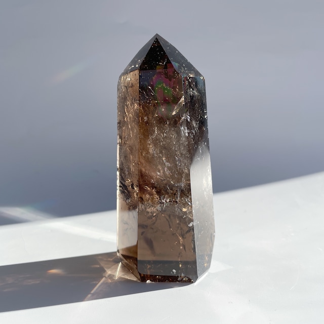 虹入り◎スモーキークォーツ タワー08◇Smoky quartz Tower◇天然石・パワーストーン