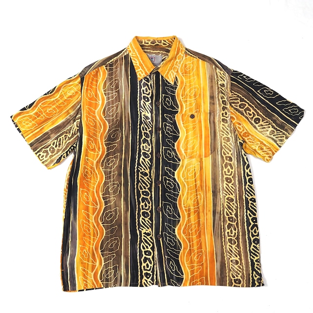 90's〜 Batik pattern side bents s/s shirt L