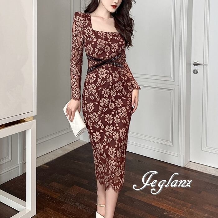 2色 パーティ ドレス ワンピース 刺繍 レース エターナル (MB235)ζ