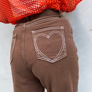 white stitch back heart high-waist denim_LN01280