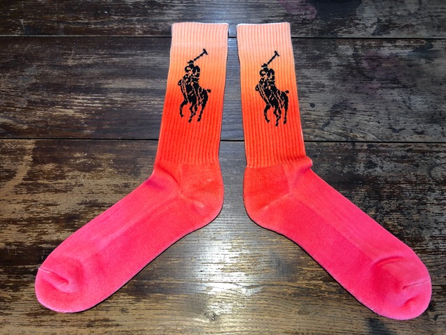 POLO RALPH LAUREN TIE DYE CREW SOCKS (PEACH MULTI)