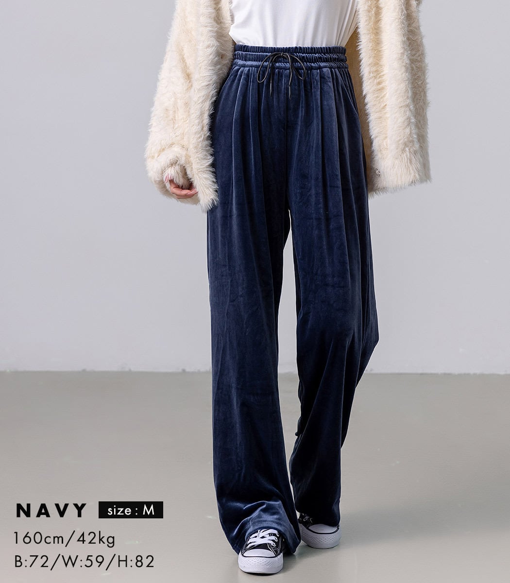 【美品】最終価格！アルベロベロ♥️ダークブルー ガウチョパンツ メール便】ベロアワイドパンツ／pants592 | DAY CLOSET｜ レディース