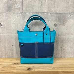人気No.1.▽Bi Color Tote "M"【スカイブルー×紺】