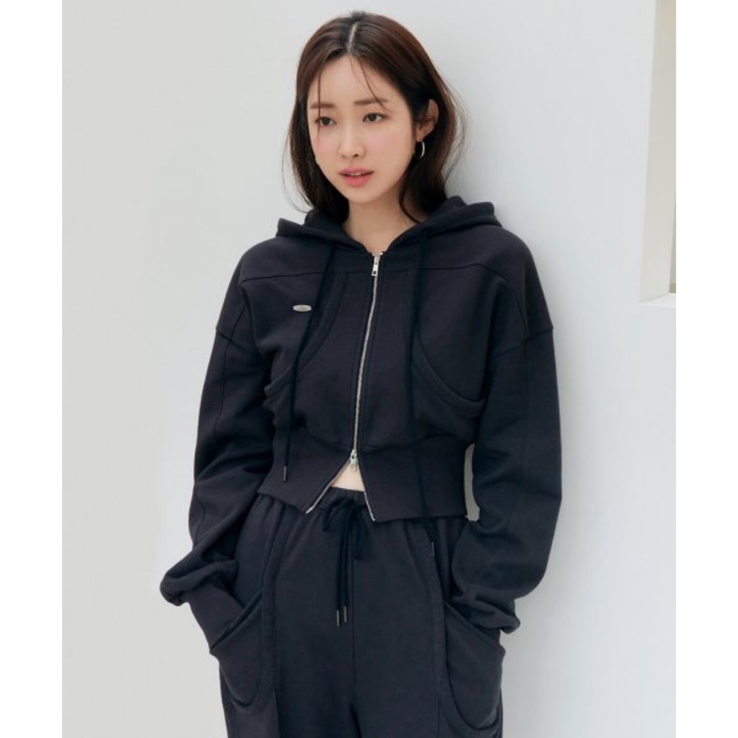 CITY BREEZE] [21FW] Double Zipper Hood Zip-Up_NAVY 正規品 韓国