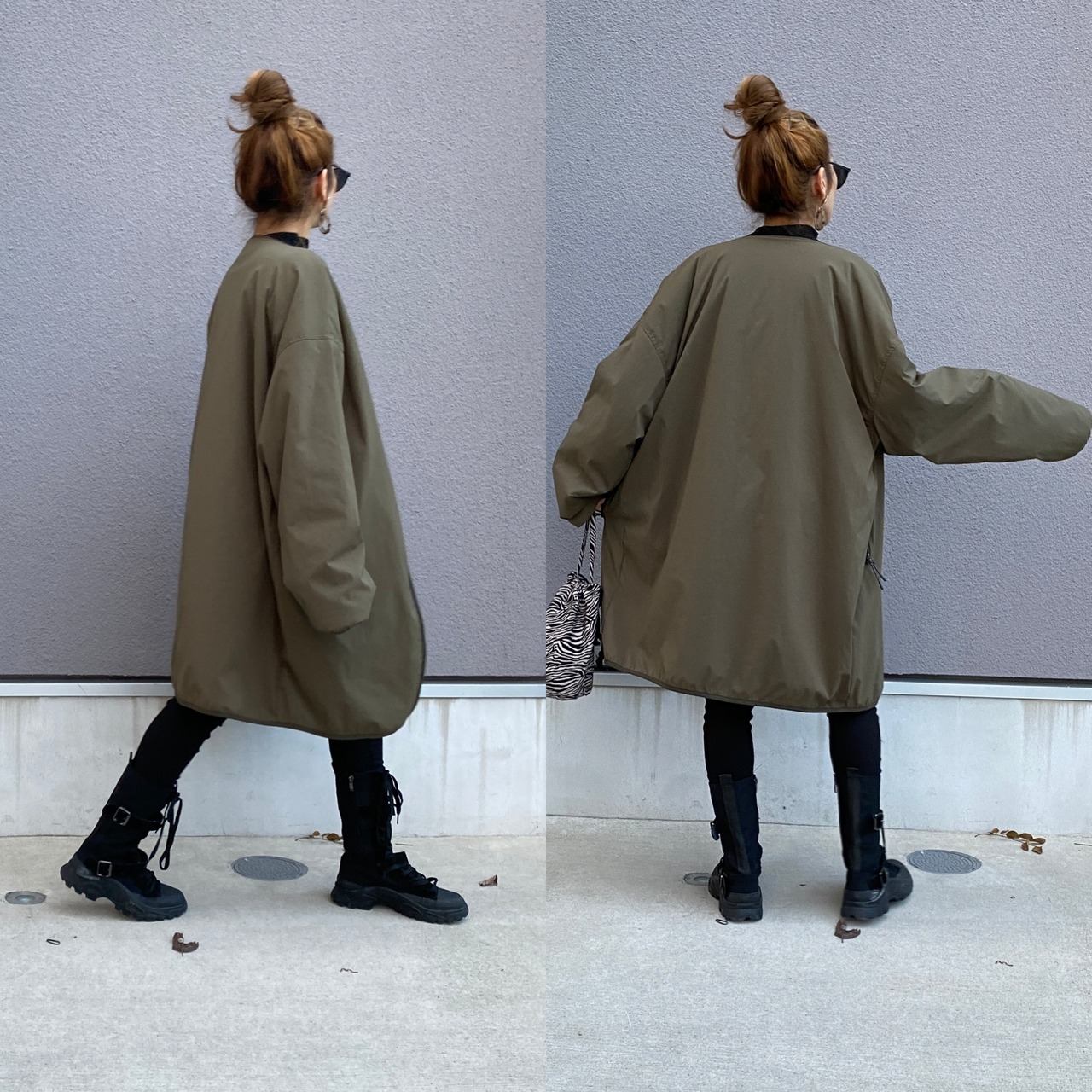 2way多機能ソフトリバーシブルボアouterlong／khaki