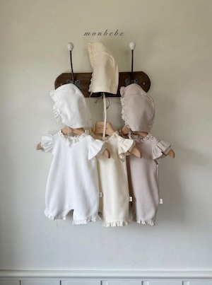 【即納】-monbebe- Frill Waffle Suit (withBonnet)