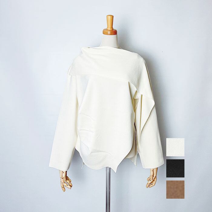 未使用 白 ELENDEEK タックプリーツコンビケーブルニット エレン