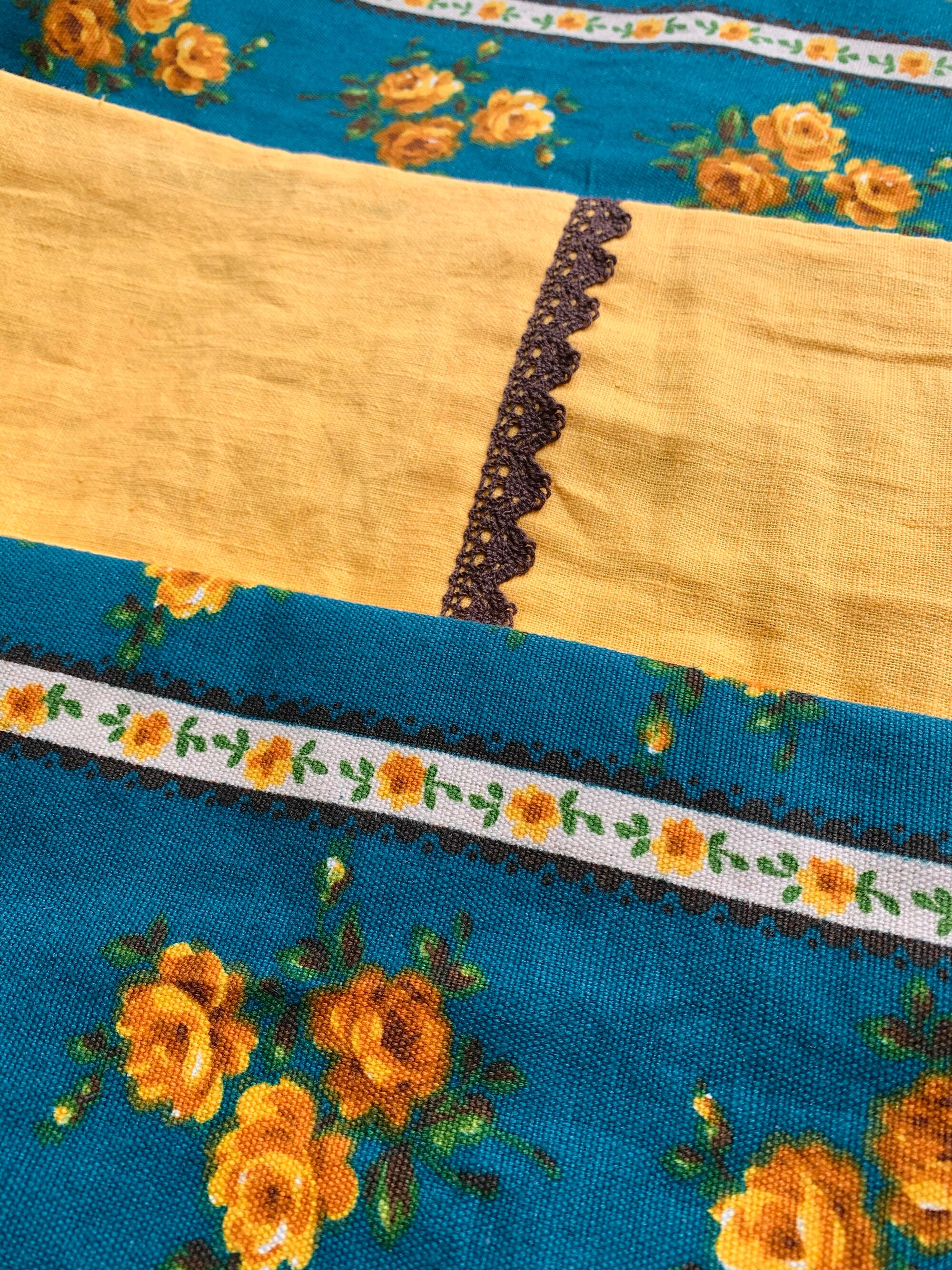 半幅帯 “アンティークフラワー” ターコイズブルー | あとりえ黒猫