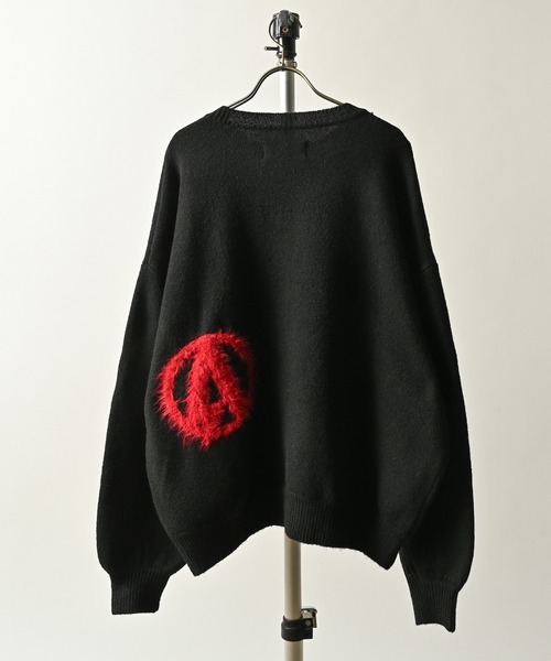ADAM PATEK archive shaggy crest crewneck knit (BLK/RED) AP2521027