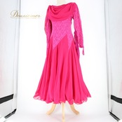 社交ダンス 衣装 スタンダード ドレス ワンピース パーティドレス Create-Sun クリエイトサン ピンク系 フロート マゼンダ レース フロート 花柄 フレアスカート 揺れる フロート 伸縮性 おしゃれ 女性用 Mサイズ パーティー演出 ドレスアップ ダンス披露 舞台衣装 高品質