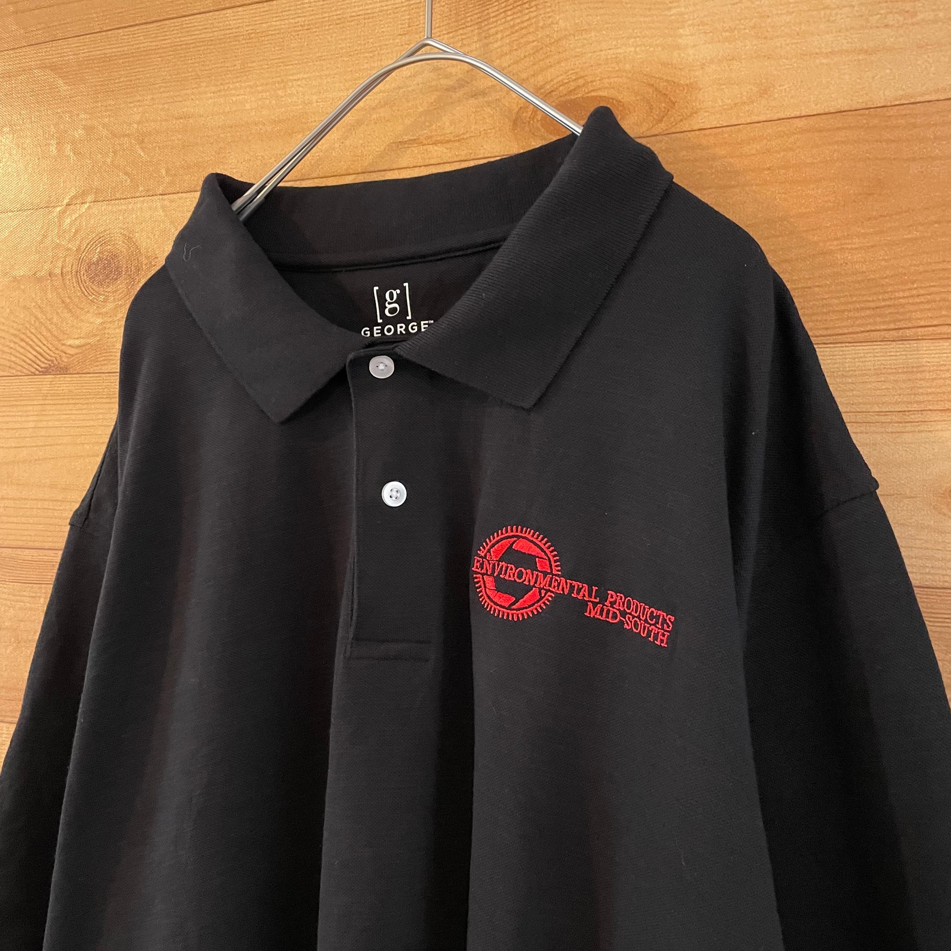 GEORGE ブラック 3XL メンズ USA 90s 半袖 ポロシャツ 黒