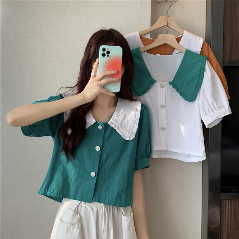シャツ サマー薄手カラースリーブルーズショート 夏物 YY-ファッション76223731525