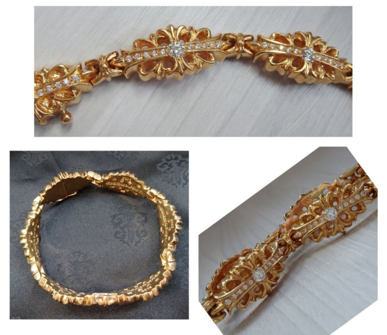 CHROME HEARTS クロムハーツ フローラルクロス ブレスレット 22k CHROME HEARTS クロムハーツ フローラルクロス ブレスレット 22k