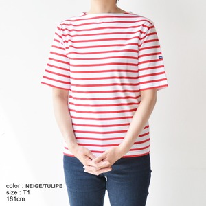 セントジェームス SAINT JAMES 薄手ボーダーシャツ半袖(PIRIAC)NEIGE/TULIPE T1