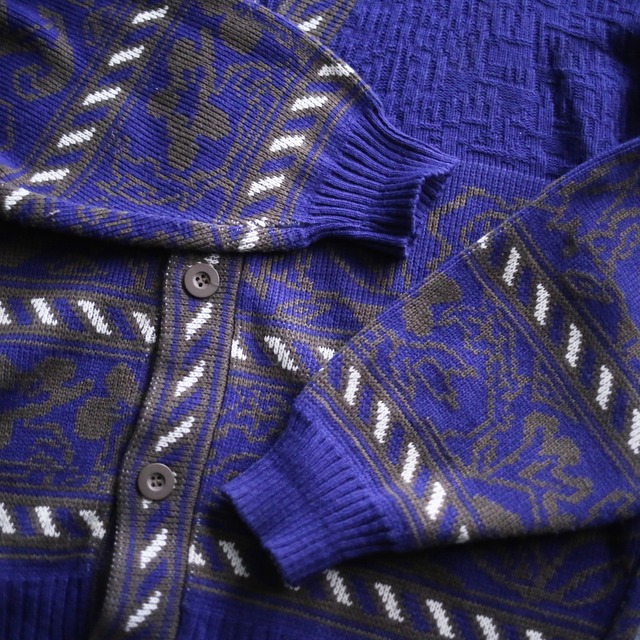 good coloring violet mural and geometry pattern loose silhouette 4b cardigan