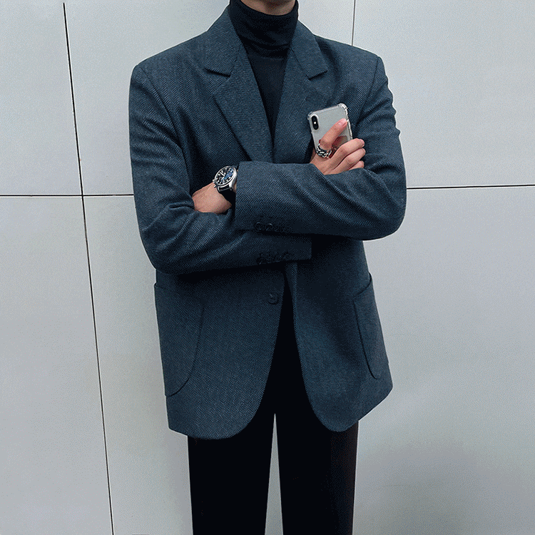 ミックス ツイード ジャケット スーツ 韓国ファッション メンズ