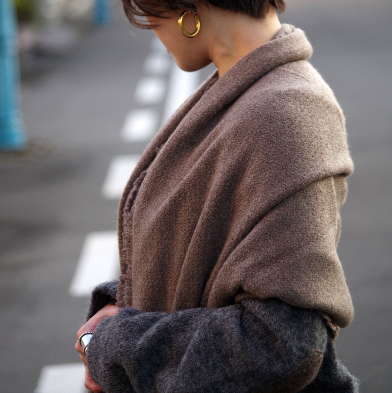 MAISON CARRÉE CASHMERE Fringe STOLE "SAND BEIGE"　