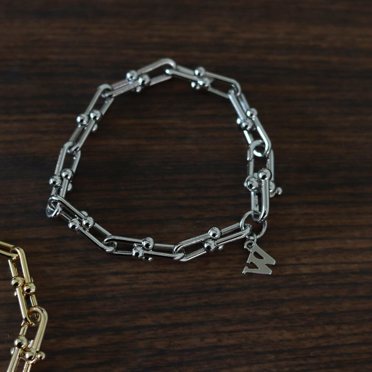 予約】initial bold chain bracelet / イニシャルボールド 予約】initial bold chain bracelet / イニシャルボールド