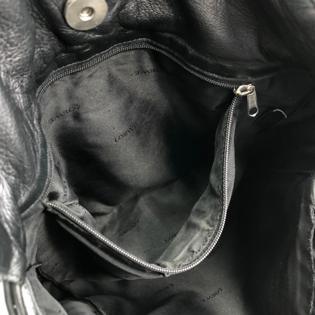 LOEWE ロエベ ショルダーバッグ ブラック アナグラム ナッパレザー 巾着 vintage ヴィンテージ オールド gx5w6z