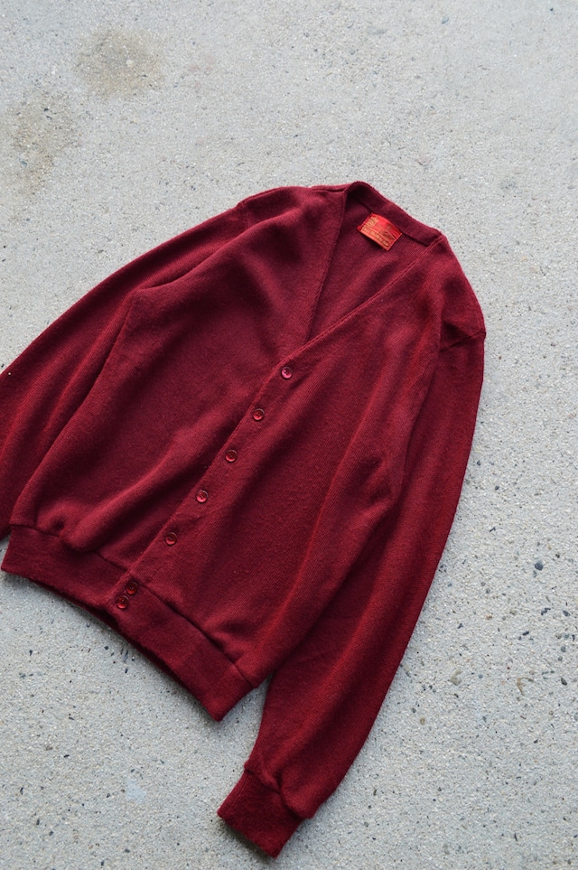 KINGS ROAD by Sears 1970's ORLON ACRYLIC Vintage Knit Cardigan Burgundy キングスロード シアーズ 70s オーロンアクリル カーディガン