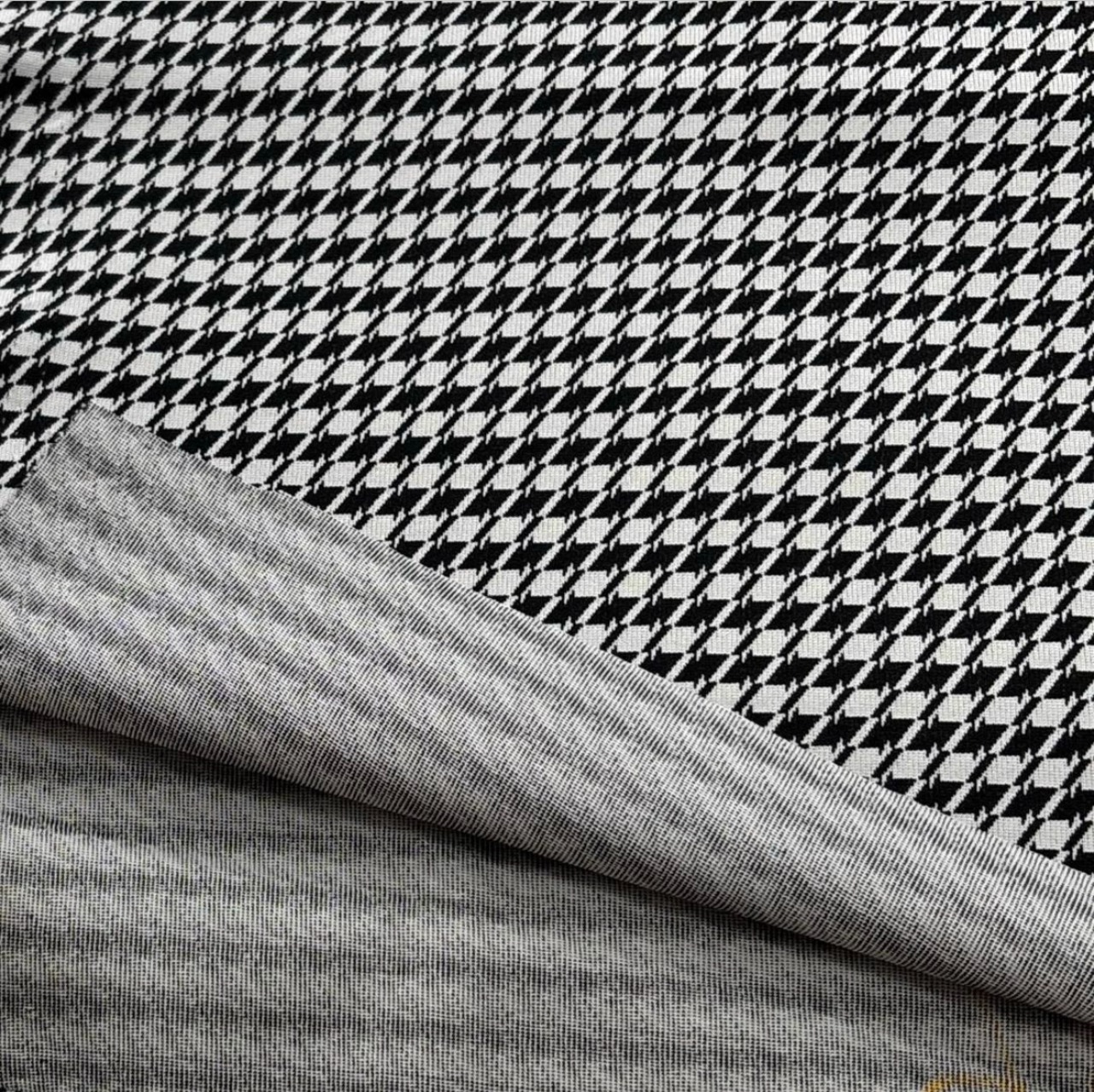 ★NY054◆2.6m◆綿ポリエステル混ジャージーニット生地◆千鳥格子調