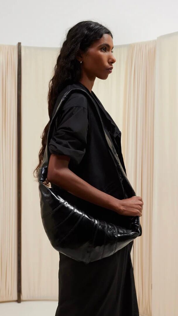 LEMAIRE -MEDIUM CROISSANT BAG(COATED COTTON)- :BLACK, :TRUFFLE 