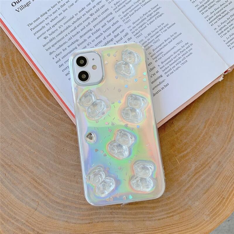送料無料 ぷっくりクリアくまちゃん Iphoneケース アイフォン カバー カワイイ ガーリー カジュアル スマホ 携帯 Lamitte Deco トレンド 韓国ファッション ショップ Base店