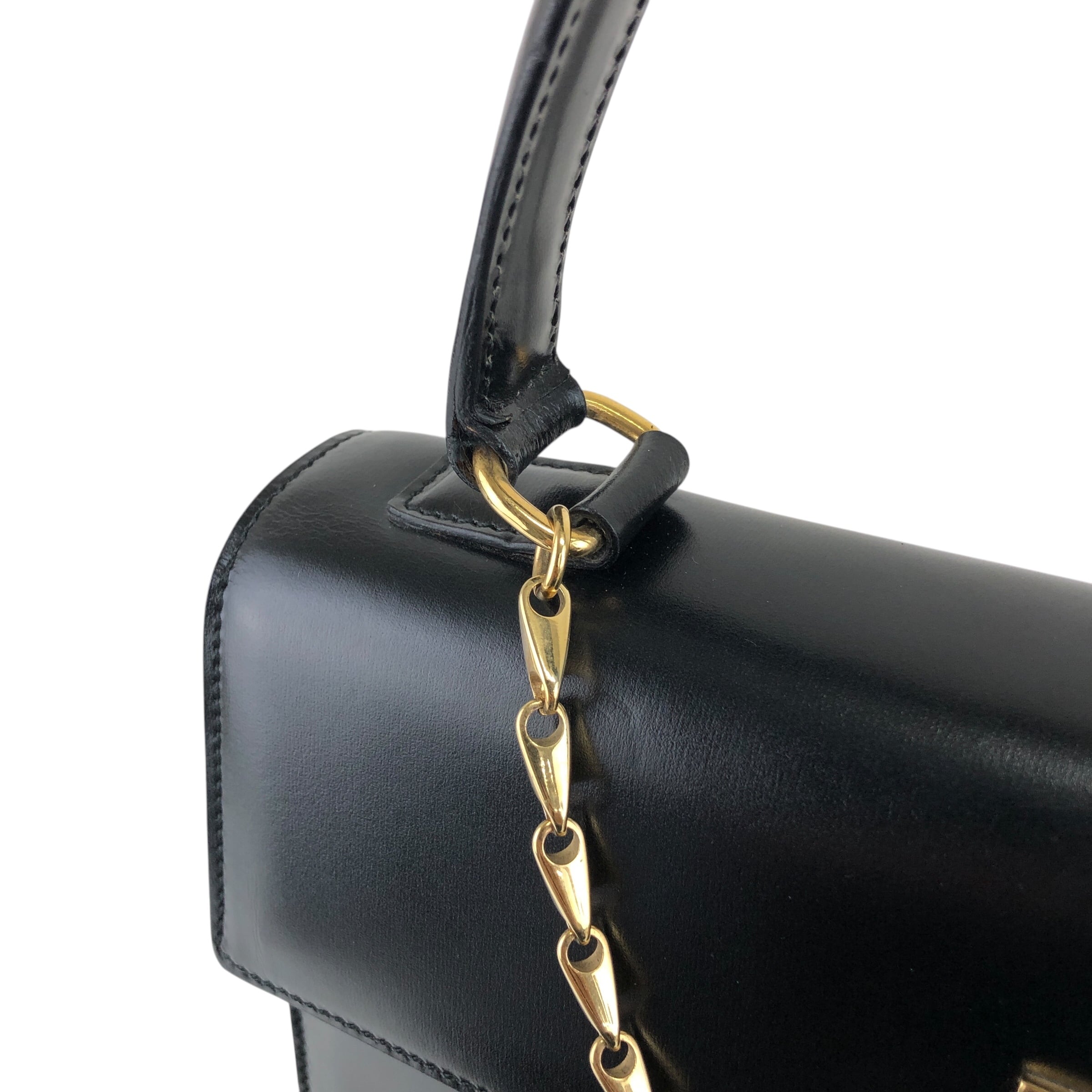 CELINE セリーヌ ハンドバッグ ブラック ガンチーニ チェーン レザー