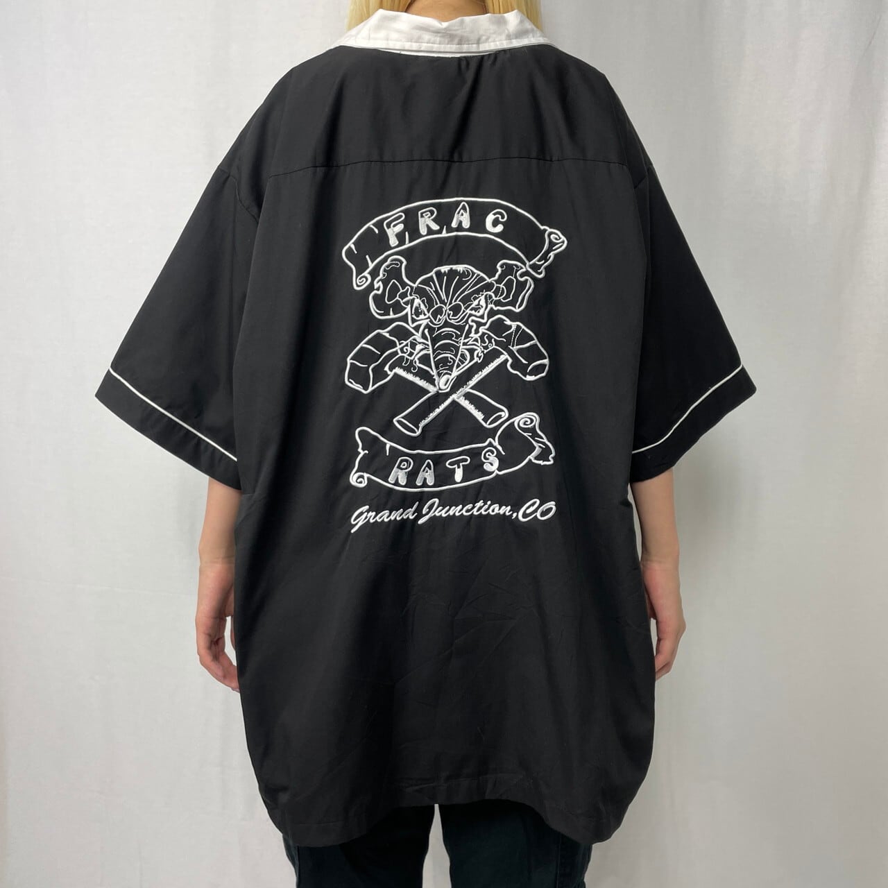ビッグサイズ HILTON ヒルトン 刺繍 ボーリングシャツ メンズ2XL 古着