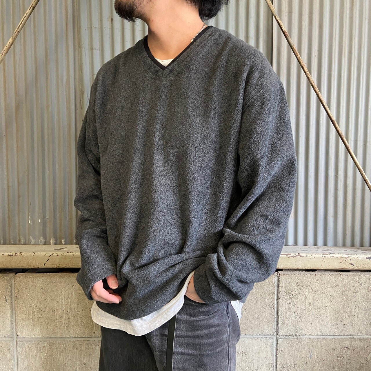 00年代 OLD GAP オールドギャップ Vネック フリースプルオーバー 