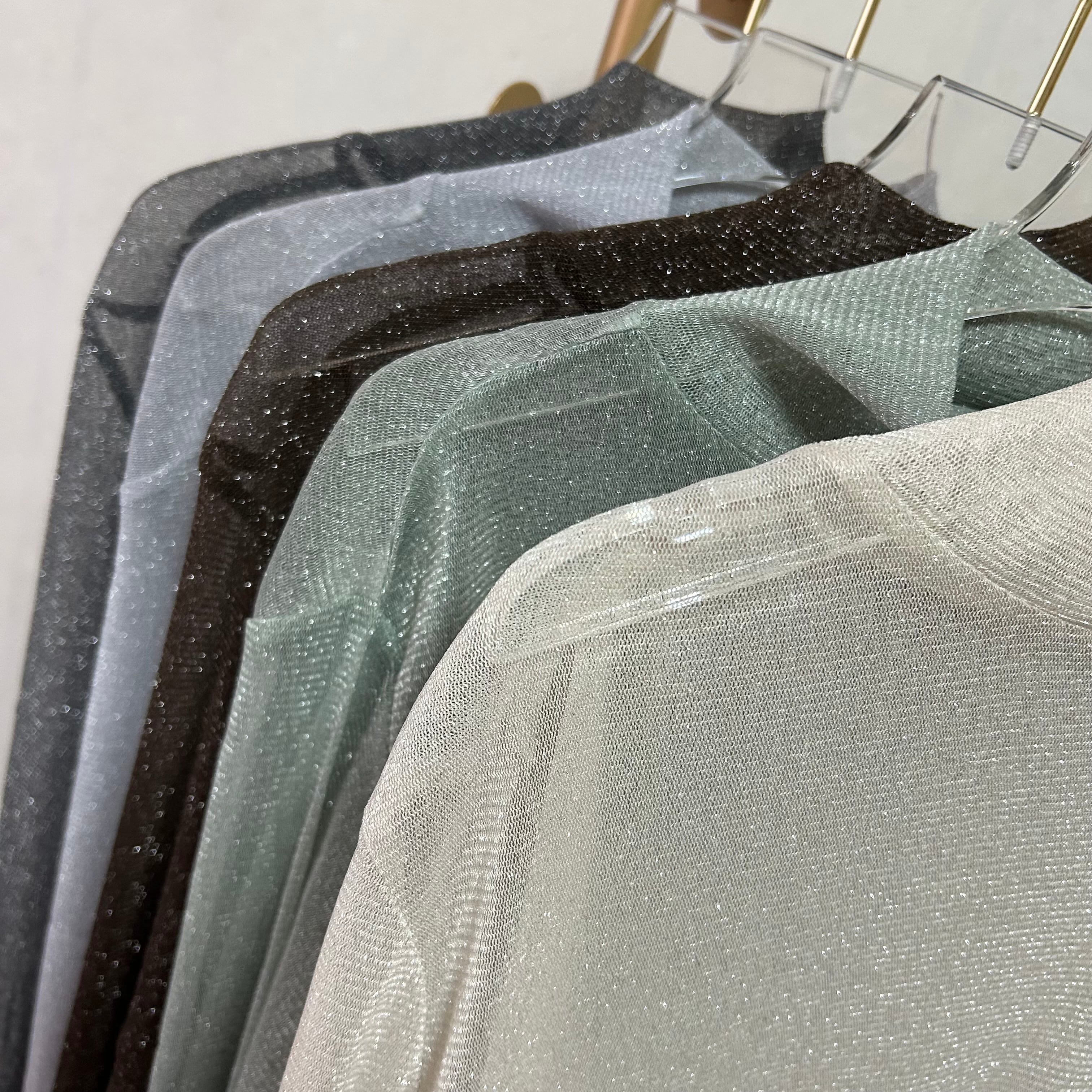 lame sheer high neck tops