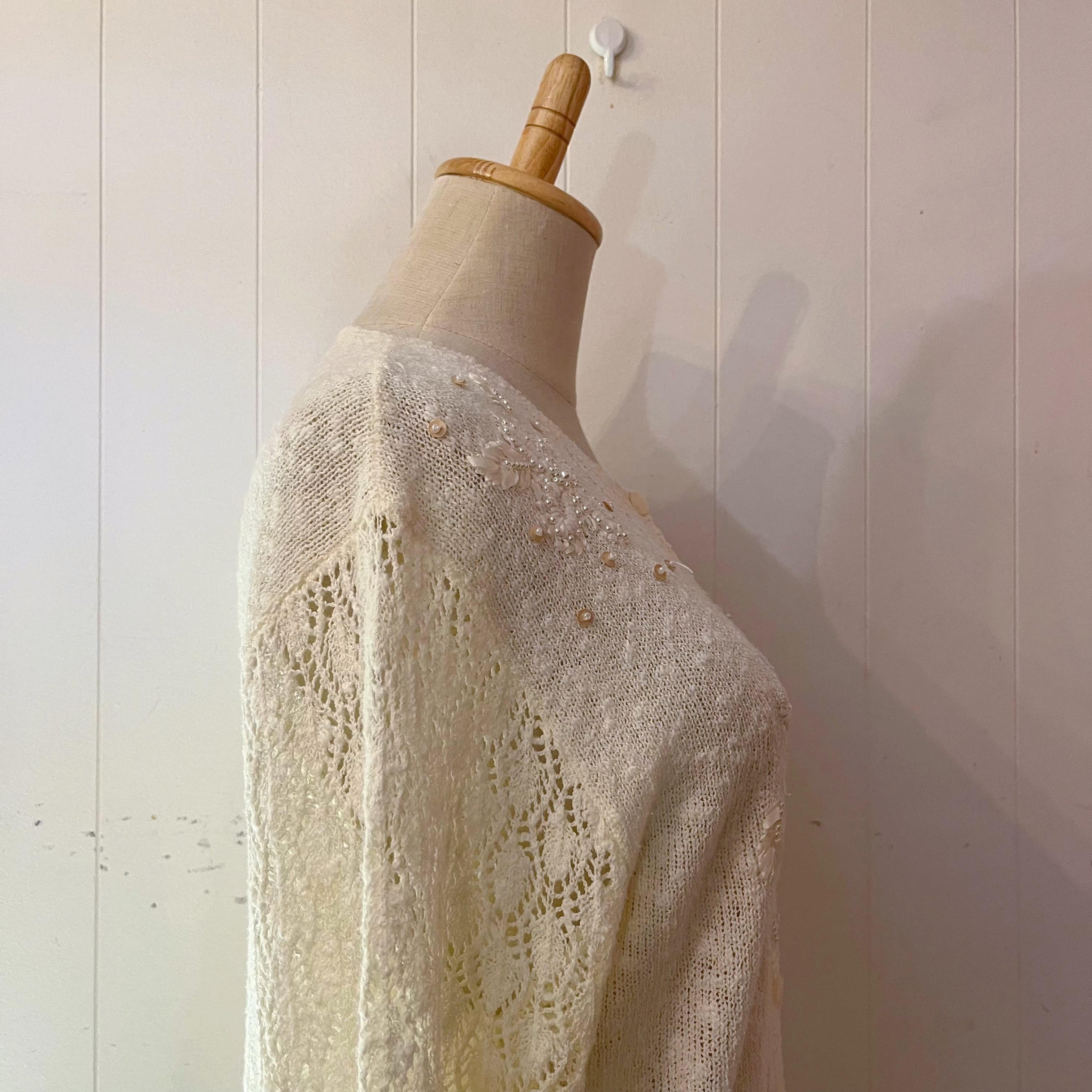 flower sequin open work cardigan