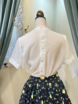 40's vintage lace white nylon blouse