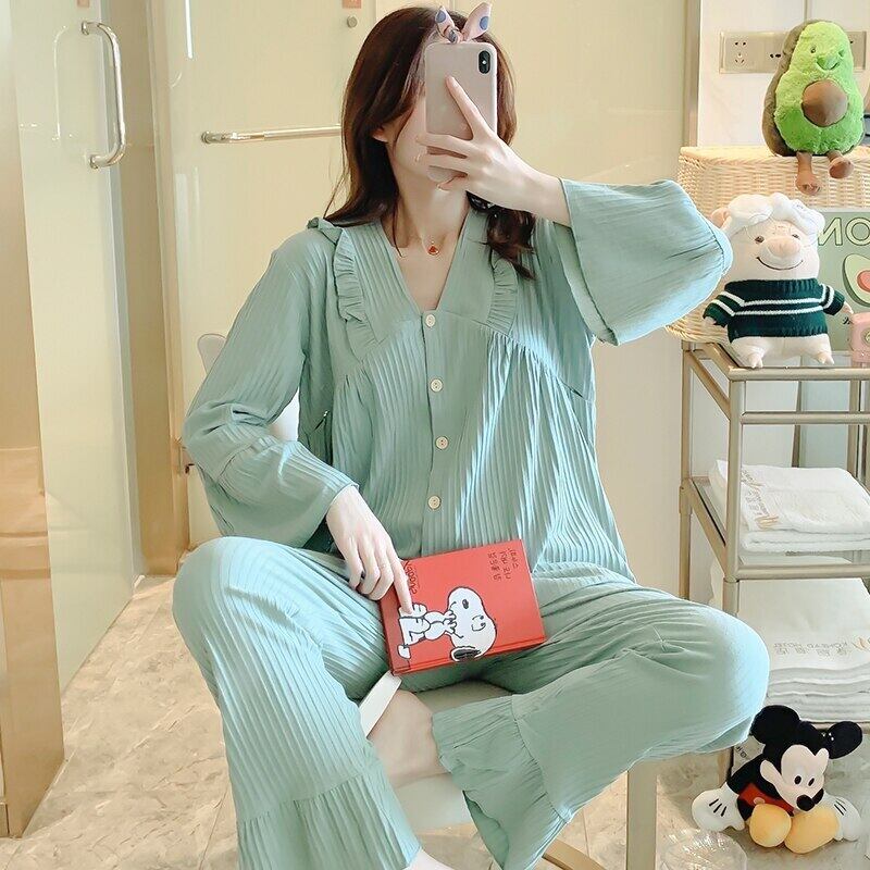 【新作】【送料無料】 春夏コットンマタニティ看護パジャマセット甘いかわいいルーズパジャマスーツ妊婦妊娠 大人ガーリー スウィート キュート カジュアル スプリング 春物 サマー 夏物 AL expec447765353693