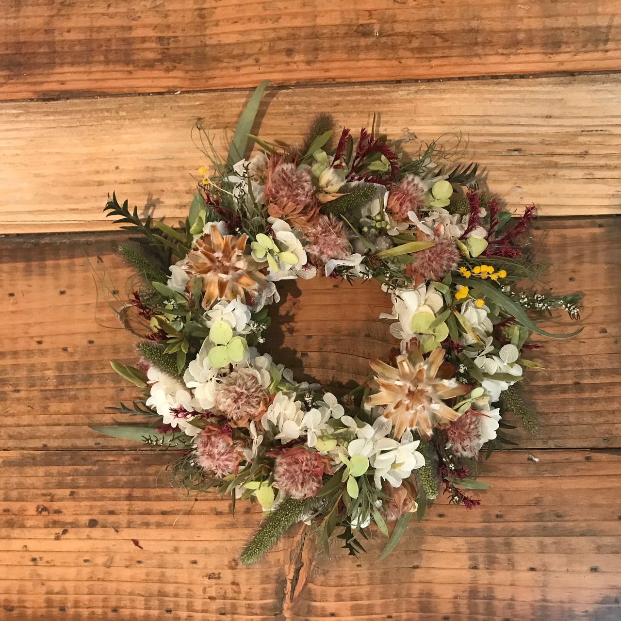 おまかせベージュとグリーンのリース　φ25