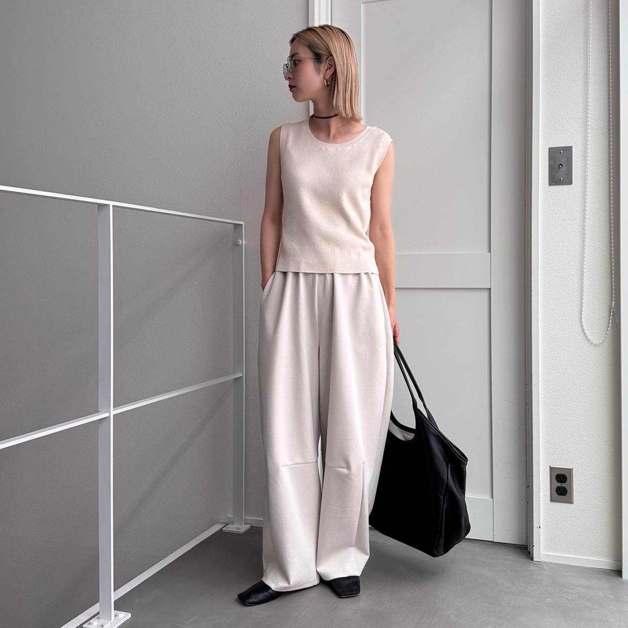 ヴィンテージライクリブtank/オフホワイト