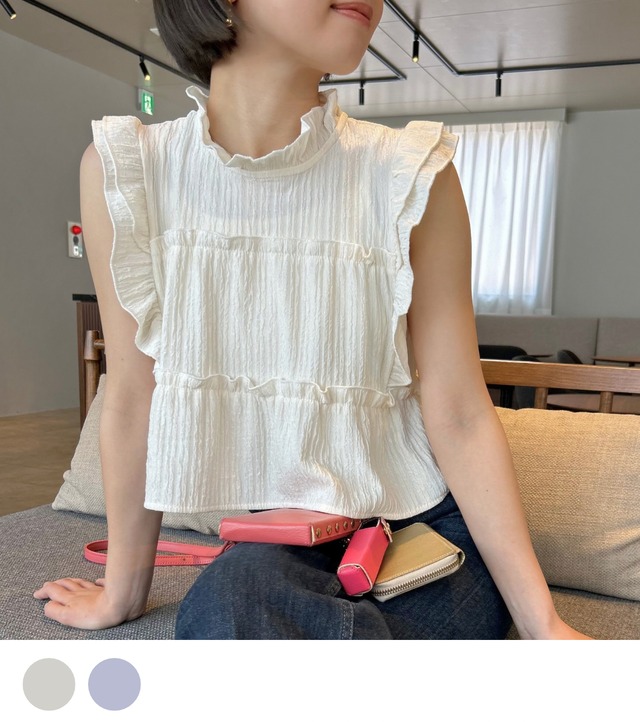 【即納】SLEEVELESS TIERED BLOUSE -2color-