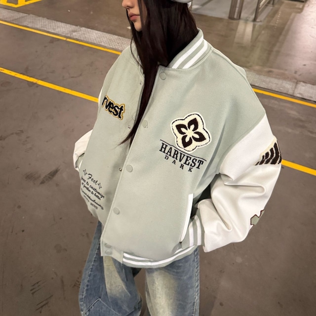 フラワーワッペンロゴバーシスタジャン 3col R00769